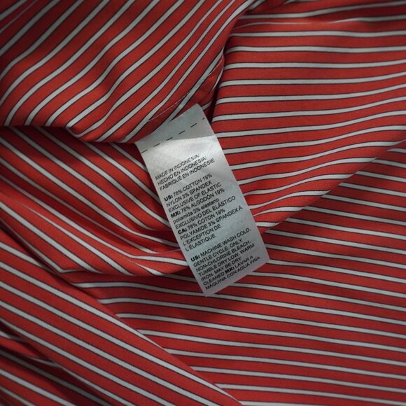 Chicos Top Striped Smocked Neckline Off the Shoulder Blouse - Picture 7 of 8